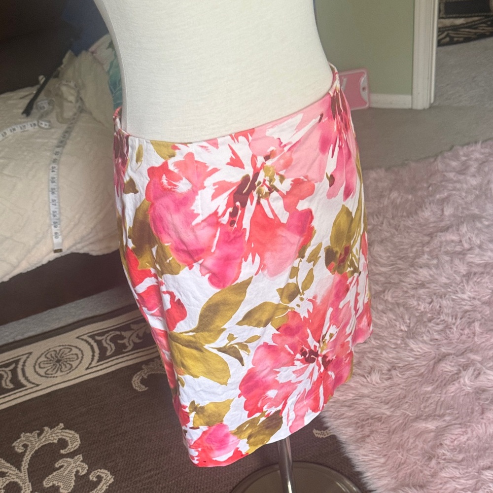 2/$50 - Stretchy Jones New York Signature Floral Skirt - Pink and Green